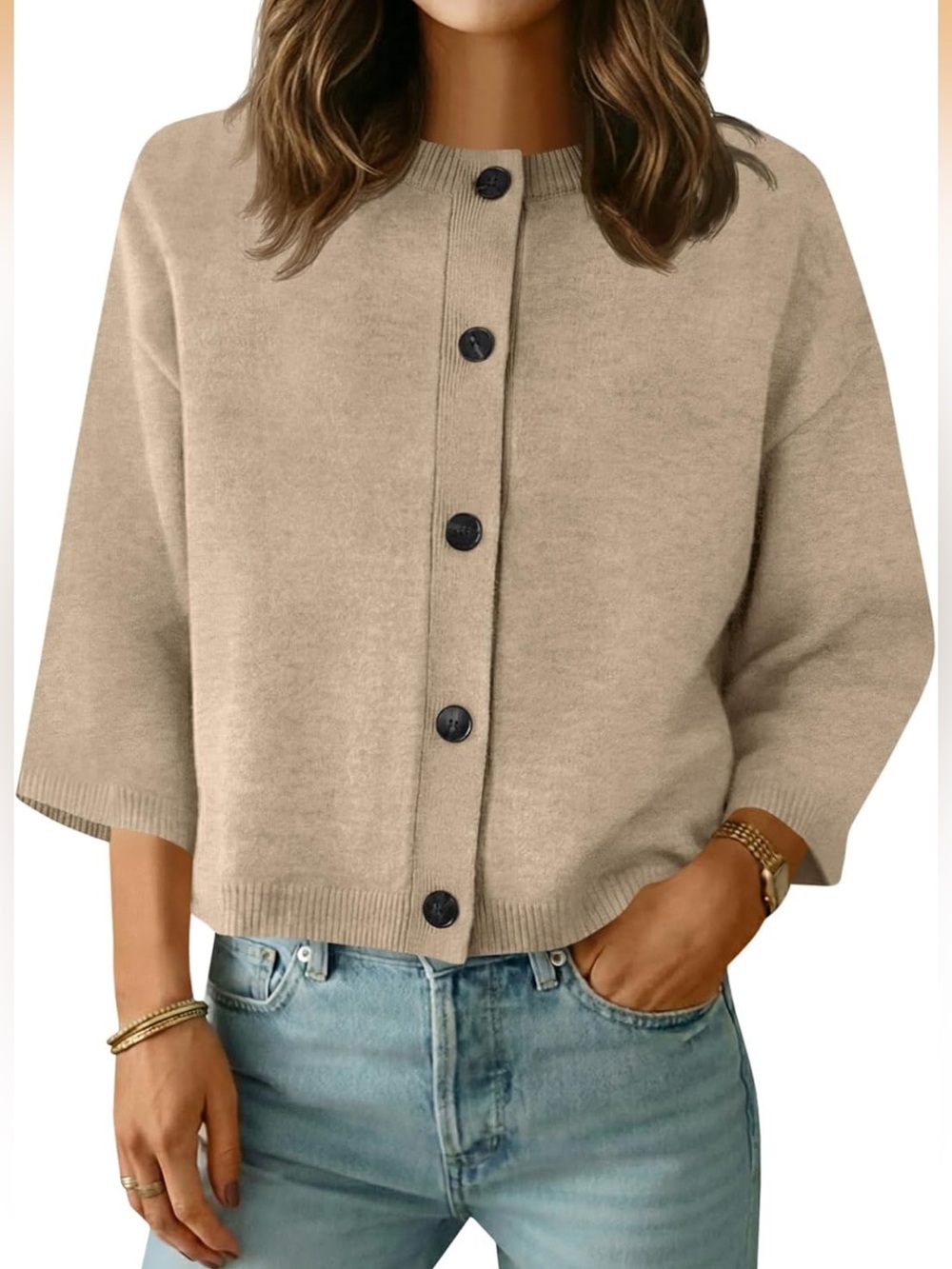 NWT Saodimallsu Short Sleeve Lightweight Button Down 2/4 Sleeve Cardigan Size M